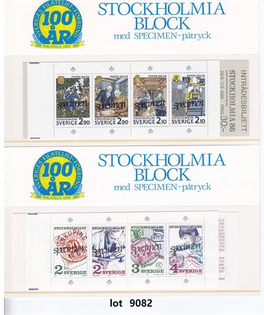 Sverige Stockholmia 1986 m/SPECIMEN tryk. se tekst og foto.lot 9082