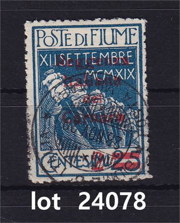 Fiume.  Afa 14, militærpost rødt overtryk. Se tekst og foto.  lot 24078
